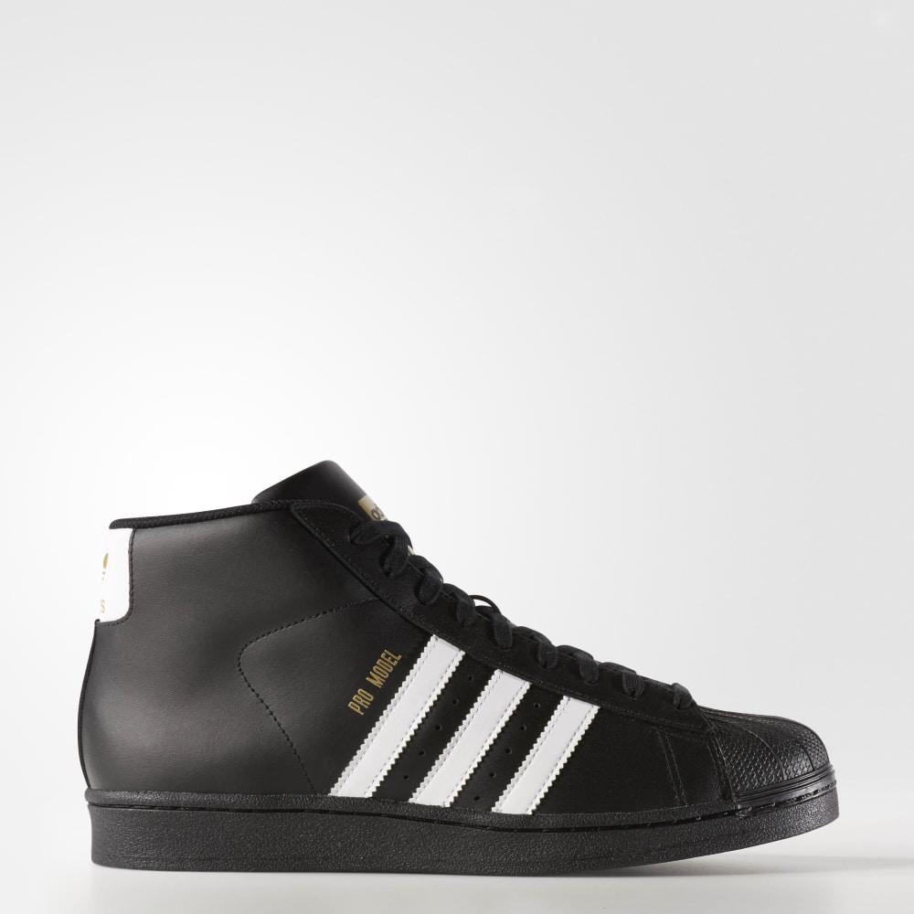 Adidas Men's Pro Model Shell Toe Originals Shoes Black/White/Gold Metal Ireland B39368